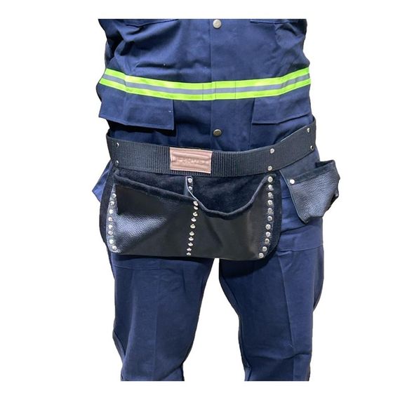 10 Adet Hakiki Deri Çivi Önlüğü Bel Çantası Siyah - fotoğraf 4