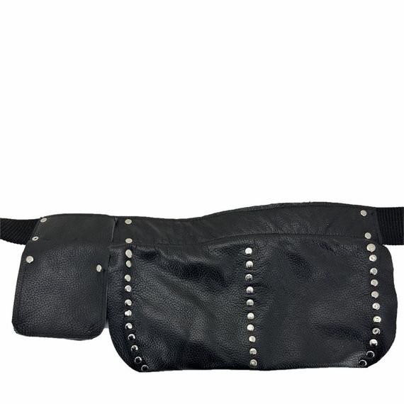 10 Adet Hakiki Deri Çivi Önlüğü Bel Çantası Siyah - fotoğraf 3