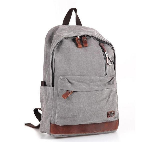 Рюкзак Ççs London 51568 с USB виходом сірий, канвас, 1 основне відділення, 15,6'' для комп'ютера, 2 передніх кишені, регульовані ремені - фото 4