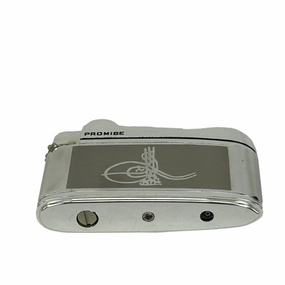 Osmanlı Tuğralı Gazlı Çakmak Gümüş Renk - fotoğraf 5