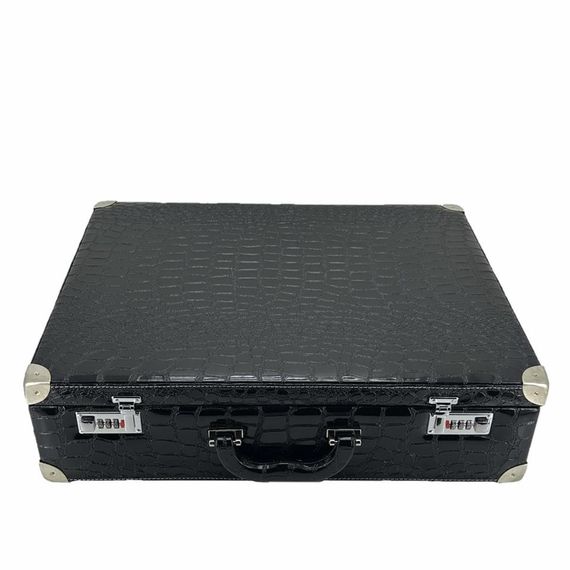 Чорна сумка для перевезення та зберігання ювелірних виробів з місцем для 85 тиса, розміри 52x43x14 см, з якісного штучного матеріалу - фото 4