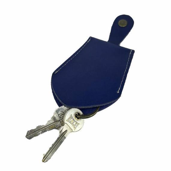 Genuine Leather Keychain Blue - photo 4