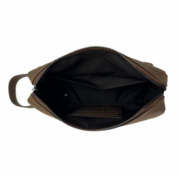 Сумка для туалетних приладів з натуральної шкіри CA253, розмір 25х15х8 см, колір коричневий, з якісними замками та внутрішніми кишенями - фото 3