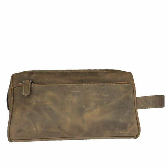 Сумка для туалетних приладів з натуральної шкіри CA253, розмір 25х15х8 см, колір коричневий, з якісними замками та внутрішніми кишенями - фото 5