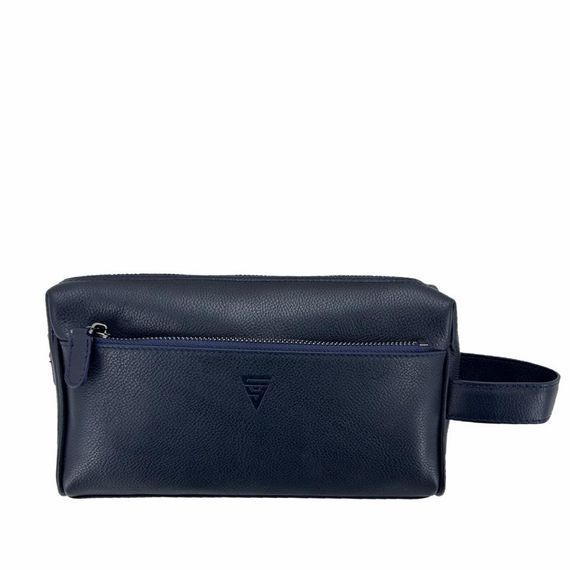 Hakiki Deri CA251 Dopp Kit El Çantası Lacivert - fotoğraf 1