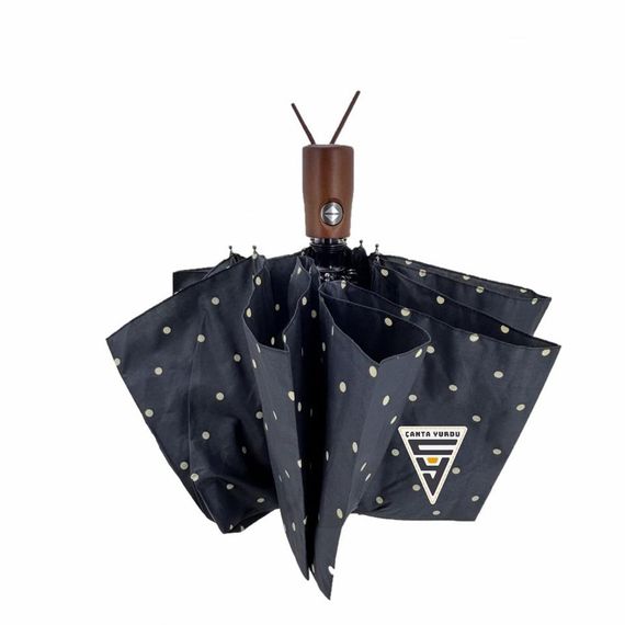 Marlux Polka Dot Wooden Handle Fully Automatic Umbrella - photo 2