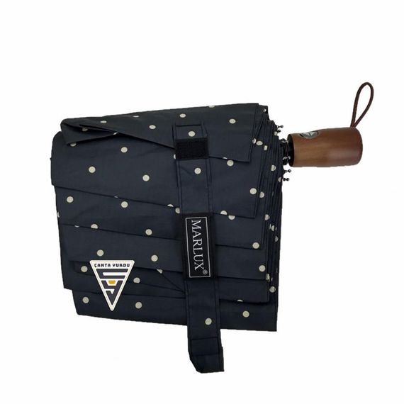Marlux Polka Dot Wooden Handle Fully Automatic Umbrella - photo 3