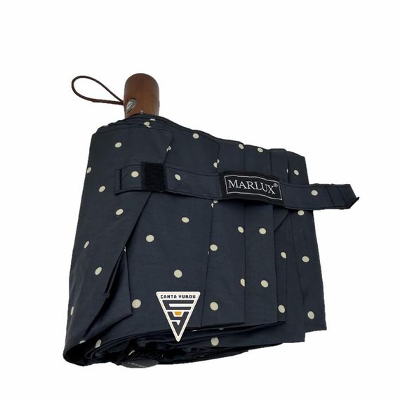 Marlux Polka Dot Wooden Handle Fully Automatic Umbrella - photo 4
