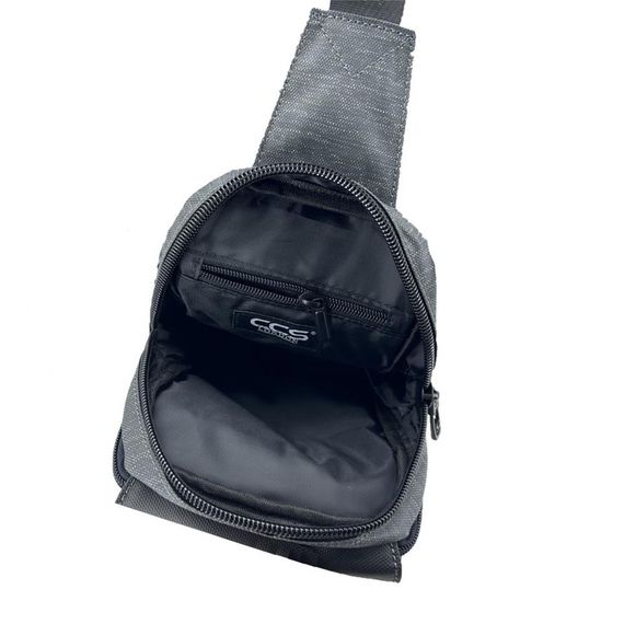 Сумка Ccs Bodybag 31161, серая, одно肩ная, дождевлагозащитная, легкий полиэстер, регулируемые лямки, передние карманы с молнией - фото 2