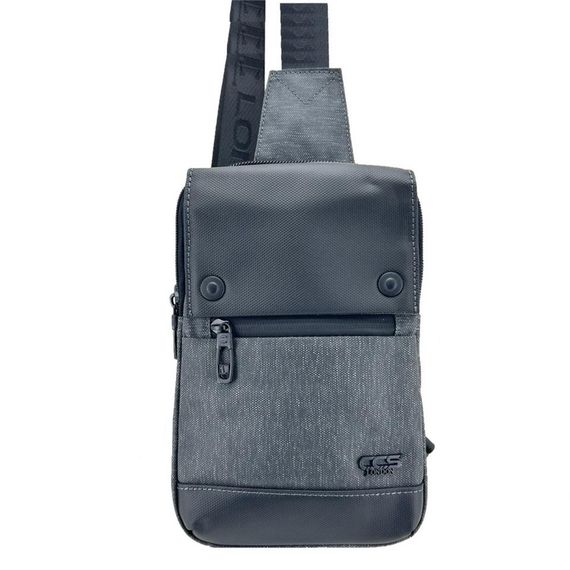 Сумка Ccs Bodybag 31161, серая, одно肩ная, дождевлагозащитная, легкий полиэстер, регулируемые лямки, передние карманы с молнией - фото 1