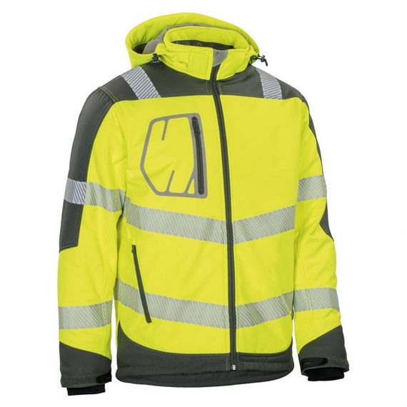Reflektörlü Su Geçirmez Termal Softshell İş Montu Sarı - صورة 3