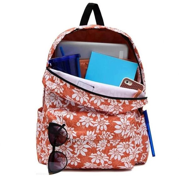 Vans Old Skool 22L Sırt Çantası Çiçekli Turuncu - fotoğraf 3