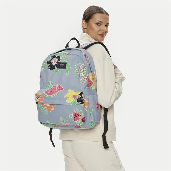 Рюкзак Vans Old Skool 22L квітковий синій з органайзером, відділенням для 15'' ноутбука і кишенею для пляшки, екологічні матеріали - фото 2