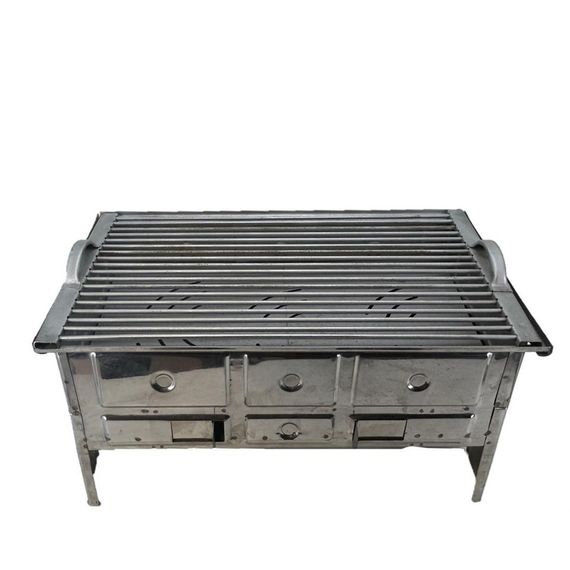 Нержавеющий мангал среднего размера 304 с двойной камерой для огня, местный продукт, легкая очистка, размеры 45X29X22 см - фото 1