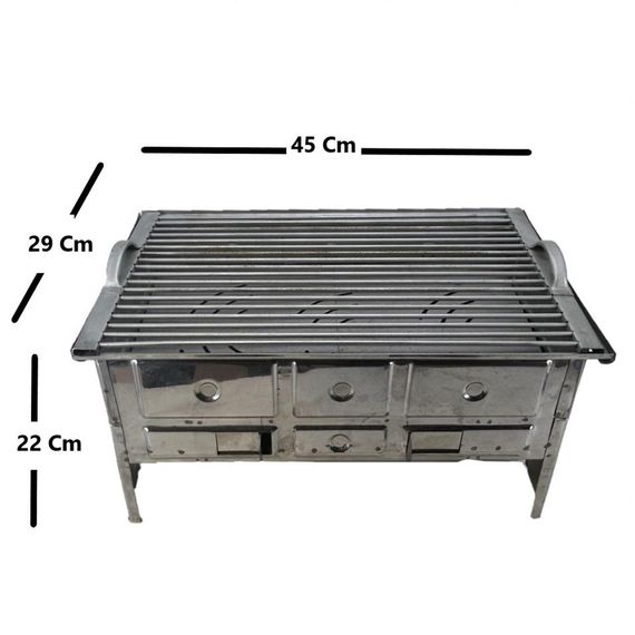 Нержавеющий мангал среднего размера 304 с двойной камерой для огня, местный продукт, легкая очистка, размеры 45X29X22 см - фото 2