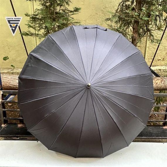 Rşt 16 Telli Baston Şemsiye Desenli Siyah - fotoğraf 5