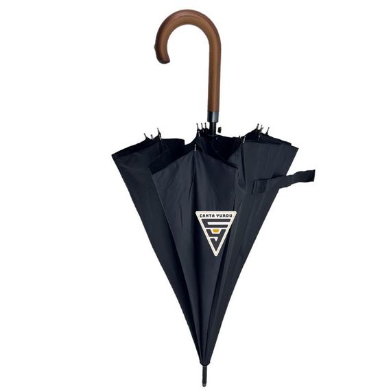 Rşt 16 Telli Baston Şemsiye Desenli Siyah - fotoğraf 1