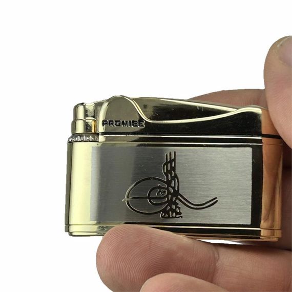 Osmanlı Tuğralı Gazlı Çakmak Altın Renk - photo 3