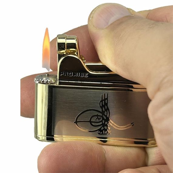 Osmanlı Tuğralı Gazlı Çakmak Altın Renk - photo 4