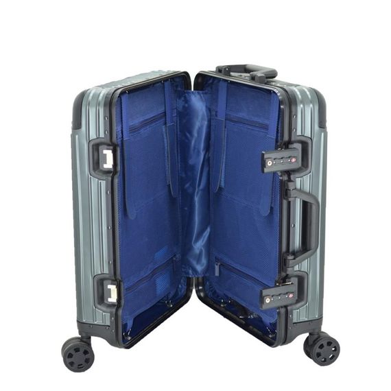 Кейс-вализа CCS 5250 из алюминия с колёсами, голубой, 34x55x20 см, 4 кг, TSA замок, прочный, 4 колеса на 360°, разделители внутри - фото 3