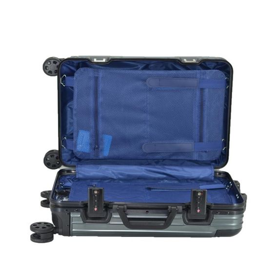 Кейс-вализа CCS 5250 из алюминия с колёсами, голубой, 34x55x20 см, 4 кг, TSA замок, прочный, 4 колеса на 360°, разделители внутри - фото 4
