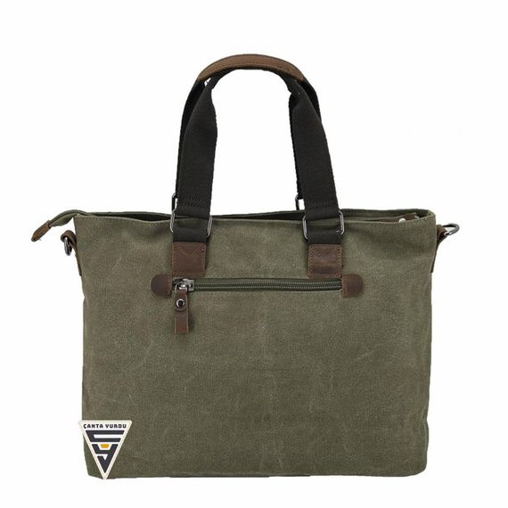 حقيبة كتف من القماش GCs London 31490 باللون الكاكي - صورة 4