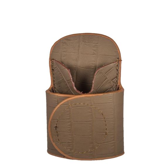 Hakiki Deri Stetoskop Tutucu Organizer Holder Kroko Taba - صورة 4