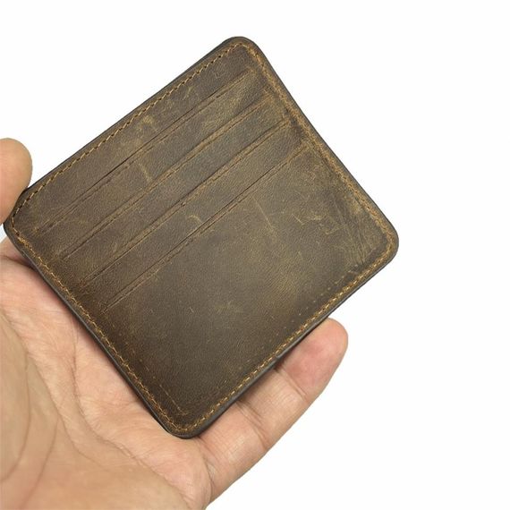 Hakiki Deri 8 Gözlü Kartlık Crazy Kahve - fotoğraf 1