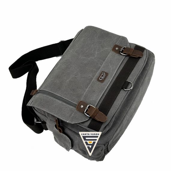 Сумка на плече Ççs London 31466 для документів сірого кольору, з підігрітим відділенням для планшета та безліччю кишень - фото 2