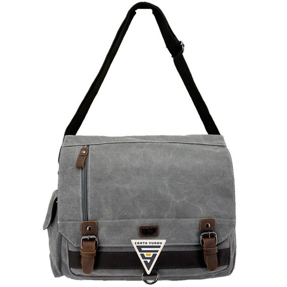 Сумка на плече Ççs London 31466 для документів сірого кольору, з підігрітим відділенням для планшета та безліччю кишень - фото 1