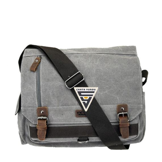 Сумка на плече Ççs London 31466 для документів сірого кольору, з підігрітим відділенням для планшета та безліччю кишень - фото 3