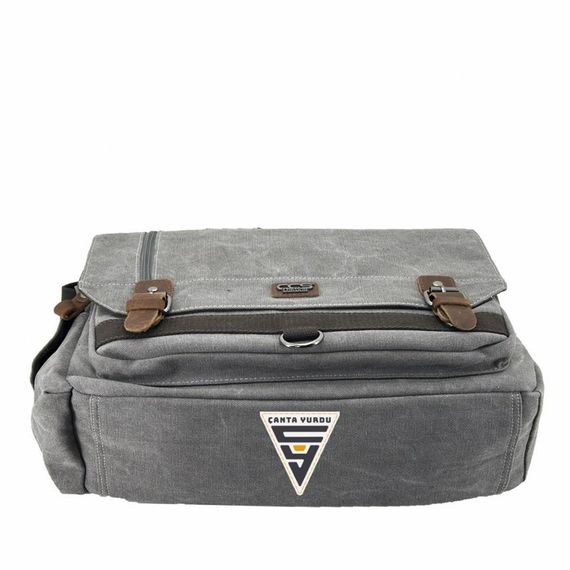 Сумка на плече Ççs London 31466 для документів сірого кольору, з підігрітим відділенням для планшета та безліччю кишень - фото 4