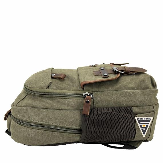 Рюкзак Ççs London 51567 з відділенням для ноутбука, зелений, канвас, USB-виходи, органайзери, два бічних кишені для води, розміри 27x40x10 см - фото 2