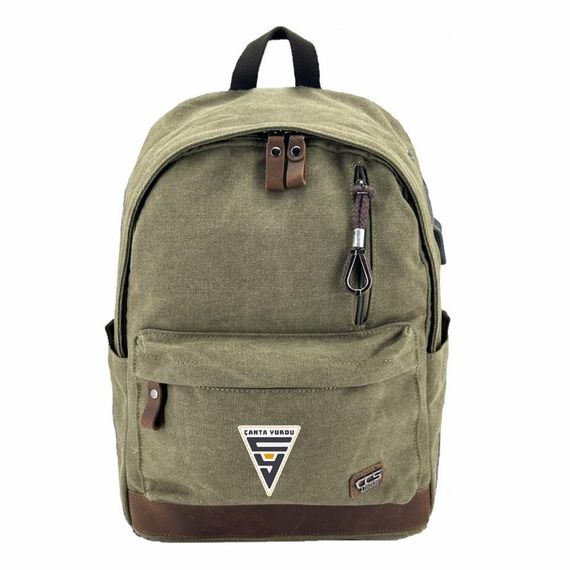 حقيبة ظهر قماشية USB 51568 من Cçs London باللون الأخضر - صورة 1