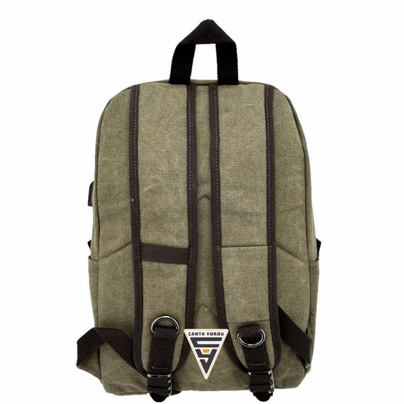 حقيبة ظهر قماشية USB 51568 من Cçs London باللون الأخضر - صورة 3