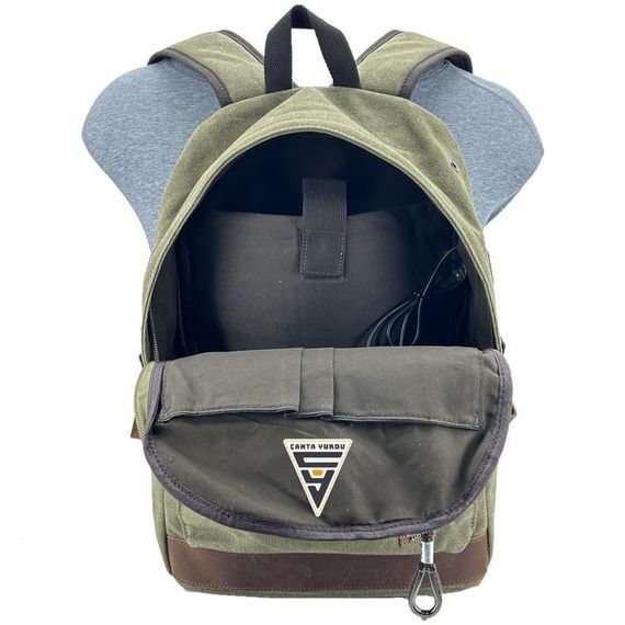 حقيبة ظهر قماشية USB 51568 من Cçs London باللون الأخضر - صورة 5