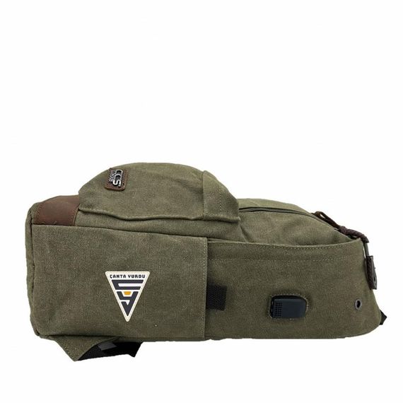 حقيبة ظهر قماشية USB 51568 من Cçs London باللون الأخضر - صورة 2