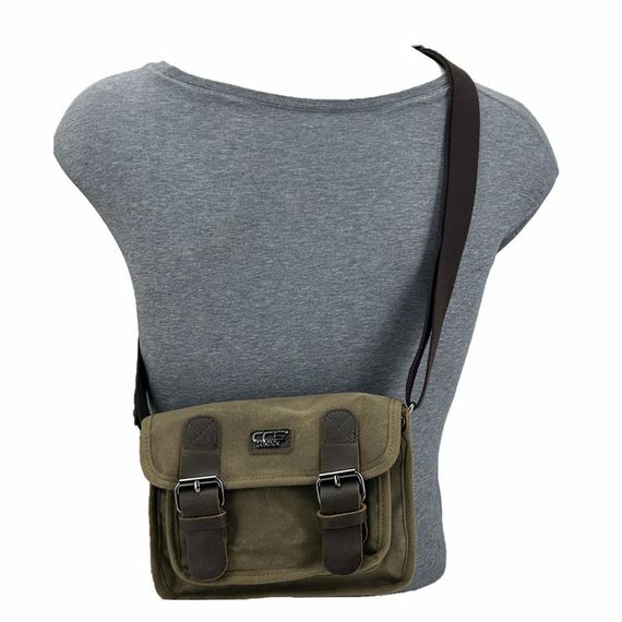 Ççs 31488 Mumlanmış Kanvas Postacı Askılı Omuz Çantası Kahve - photo 5