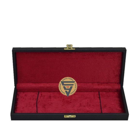 Чорна сумка для зберігання та транспортування прикрас ручної роботи з м'якою підкладкою 26x8x5 см з високоякісного штучного шкіри - фото 5