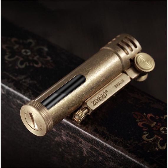 Zorro Z556 Benzinli Camlı Muhtar Çakmağı Otantik Sarı - fotoğraf 4