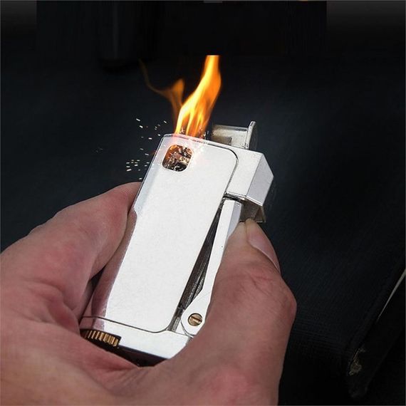 Retro Benzinli Bcz474 Muhtar Çakmağı Otantik Gümüş - fotoğraf 2