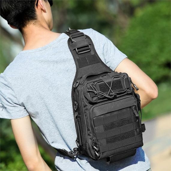 Тактилальні сумка TK1001, чорна, з різними відділеннями для ідеального зберігання, водонепроникний нейлон, вентильовані плечові подушки, стильна та зручна - фото 2