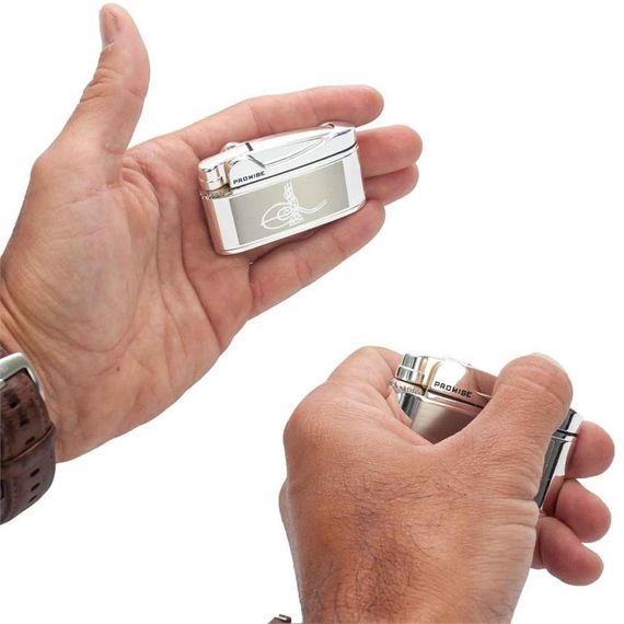 Osmanlı Tuğralı İbelo Tarz Gazlı Çakmak Gümüş Renk - fotoğraf 3