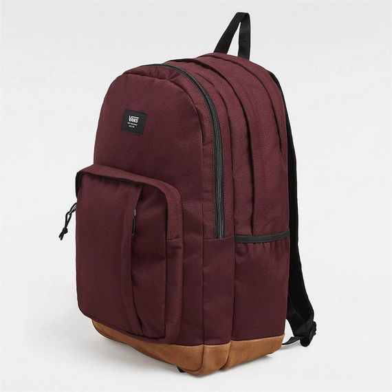 Рюкзак Vans Old Skool Trek бордовий, виготовлений з текстильних матеріалів, з трьома відділеннями, регульованими лямками та бічним відділенням для пляшки - фото 2