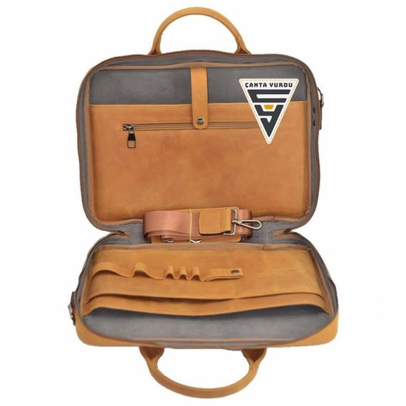 Genuine Leather Document and Laptop Organizer Bag 13 Inch Tobacco - photo 3