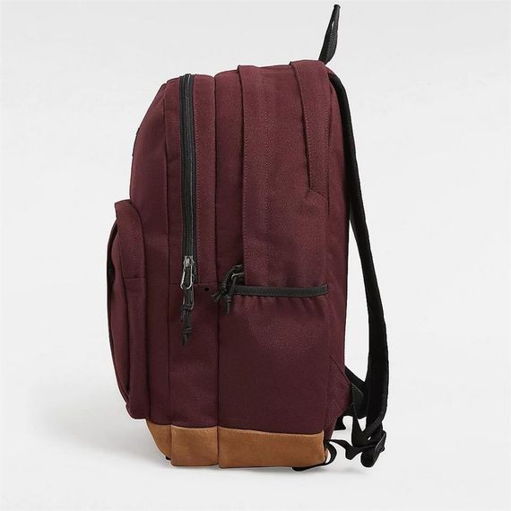 Рюкзак Vans Old Skool Trek бордовий, виготовлений з текстильних матеріалів, з трьома відділеннями, регульованими лямками та бічним відділенням для пляшки - фото 4