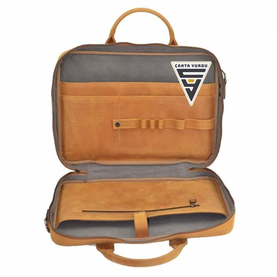 Genuine Leather Document and Laptop Organizer Bag 13 Inch Tobacco - photo 4