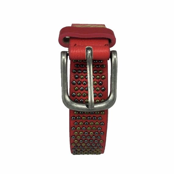 Vegan Deri Hll1160 Kadın Kemer 100 Cm Puntolu Kırmızı - fotoğraf 3