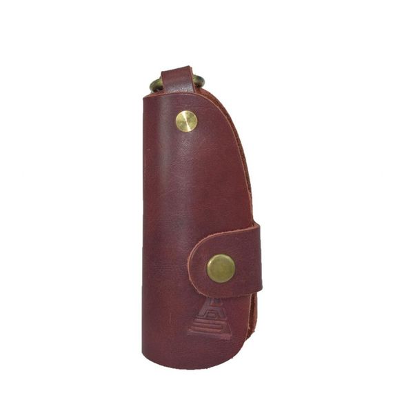 Genuine Leather Slim Keychain Claret Red - photo 4