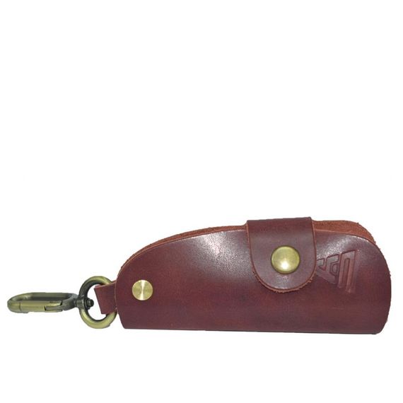 Genuine Leather Slim Keychain Claret Red - photo 2